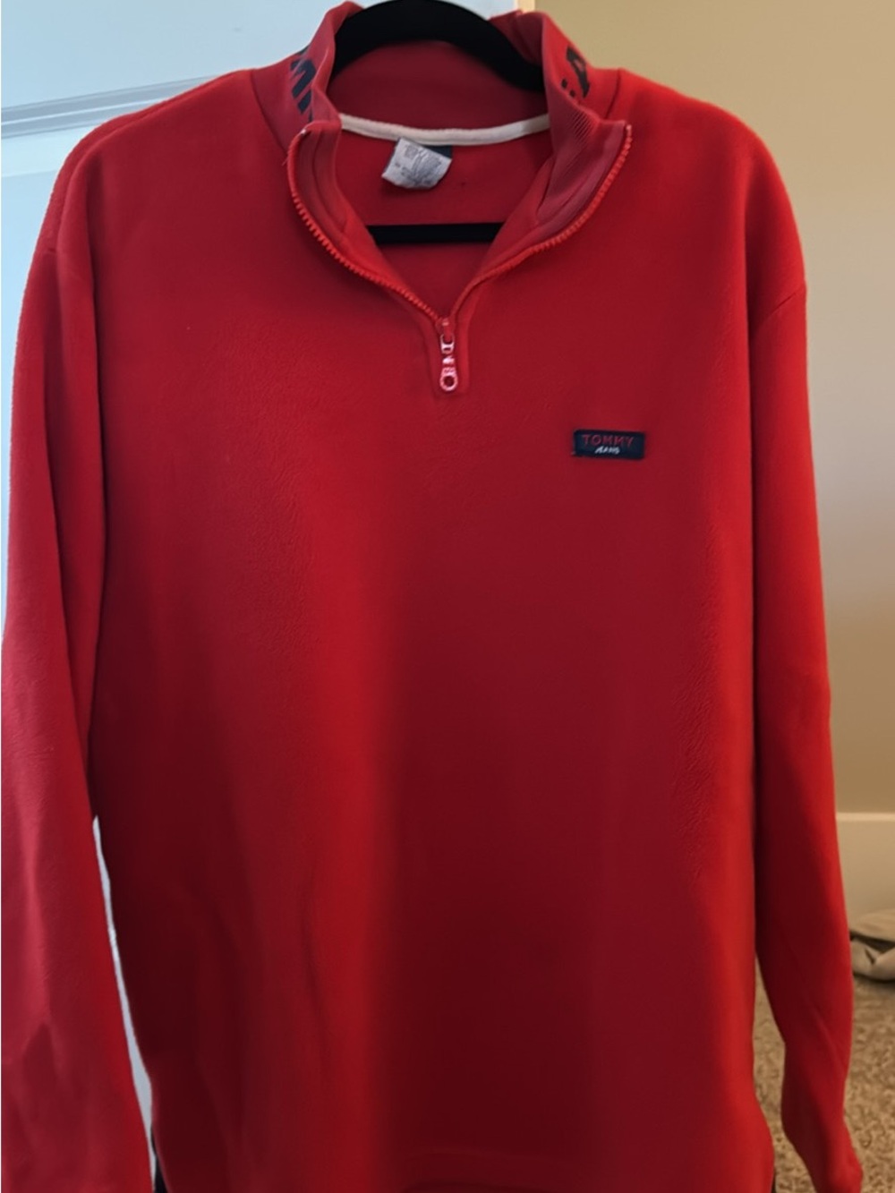 Tommy Hilfiger Red Half-Zip Fleece Pullover